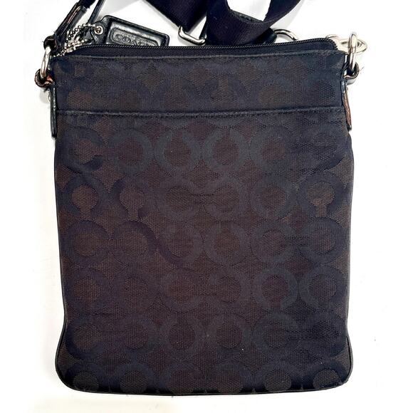 COACH Madison OP Art Signature Logo Black Silver Crossbody Bag Purse - Picture 9 of 12